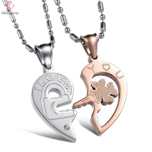 2018 Mujeres al por mayor Rose Gold Jewelry Necklace set, pareja corazón Clover Chain colgante collar de acero inoxidable